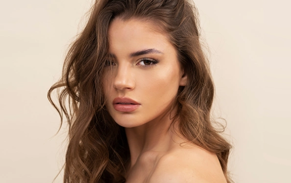 beautiful woman with nice hair and lips